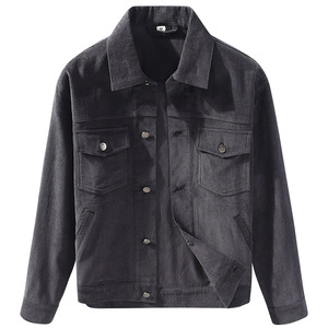 Style japonais décontracté printemps hommes vêtements <span class=keywords><strong>de</strong></span> <span class=keywords><strong>travail</strong></span> court ample jeunesse velours côtelé artistique col montant avant coupe-vent veste manteau - Product Image 5