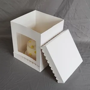 Commercio all'ingrosso 4/6/8/10/12 pollici singolo strato doppio strato che aumenta tre In una scatola di torta di compleanno bianco