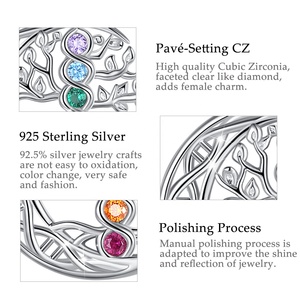 Colgante de árbol de la vida familiar de Circonia cúbica, collar de plata de ley 925, piedra de nacimiento - Product Image 6