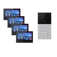 Intercomunicador para Casa o Villa de 4 Habitaciones con Monitor Interior Android de 7 Pulgadas, Intercomunicador Inteligente para el Hogar Inteligente Tuya, con Zigbee Gateway Integrado y Alimentación POE