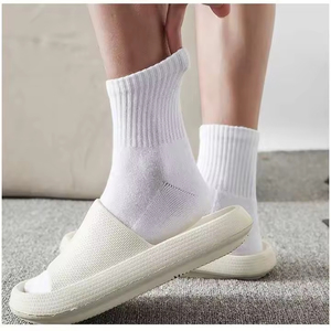 Men's Casual Mid-Calf <b>Socks</b> <b>Black</b> Anti-Bacterial Cotton Crew with Logo on Cuff Knitted Technique High Quality - Product Image 6