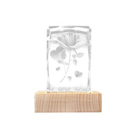 Offre Spéciale saint valentin Rose cristal carré avec interrupteur Base veilleuse boule de cristal boule de verre romantique mode amoureux cadeau