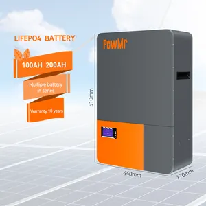 PowMr 100AH baterai lithium besi fosfat, 200AH 48v 5kW 10KW kinerja tinggi dan tahan lama