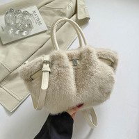 Sac à main en fausse fourrure style coréen, grand sac fourre-tout en peluche, sac décontracté à poignée supérieure, sac bandoulière pour femme, Bolsos De Peluche