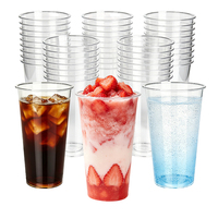 Gobelet jetable en plastique pour thé au lait, calibre 90 mm, PP mat transparent, pour boissons froides, jus, limonade, avec paille, sac d'emballage 360-700 ml
