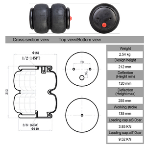 2 e2600 1/2 'npt sospensione a porta singola airbag Tride molle Air Ride sospensioni - Product Image 4