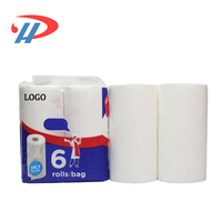 Papier essuie-tout de cuisine de bonne qualité, vente chaude, logo personnalisé en gros, six paquets de papier essuie-tout de cuisine professionnels