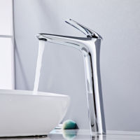 Grifo de Lavabo Moderno, Cuerpo de Latón, Monomando, Cartucho de Cerámica, Acabado Cromado, Montaje en Cubierta, para Hotel, Apartamento, Cocina, Salón, 1 Año de Garantía