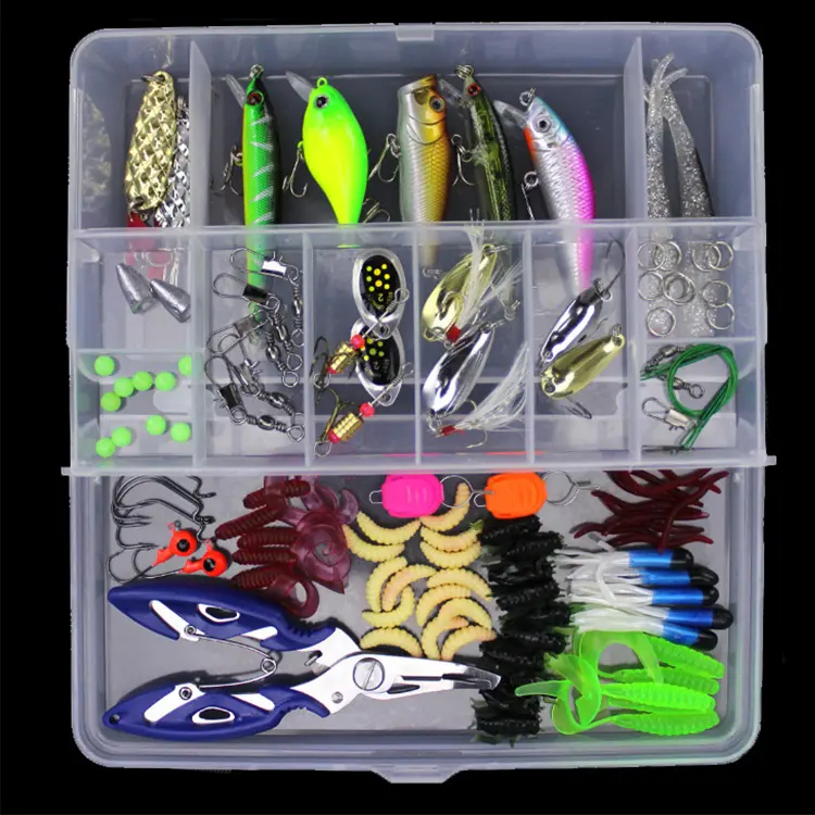 WEIHE 103pcs artificial bait minnow crank spoon fishing lure set with pp box