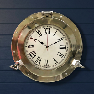Antique Brass Porthole Wall <b>Clock</b> Nautical Ship Window Style Decorative Maritime <b>Clock</b> with <b>Roman</b> Numeral Dial Vintage Marine - Product Image 6