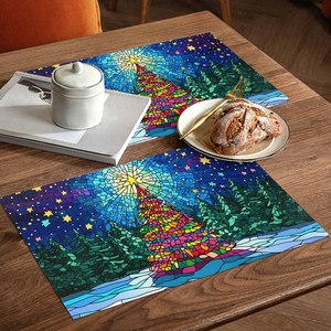 13x19 Inch Xmas Trees Snowflakes Gifts Christmas <strong>Placemats</strong> <strong>Set</strong> <strong>of</strong> 4 Seasonal Table Mats for Party Kitchen Dining Decoration - Product Image 2