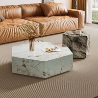 Table basse italienne en pierre brûlée table basse hexagonale design SLATE