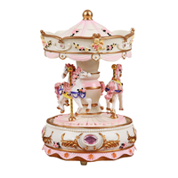 Boîte à musique carrousel cheval rotatif en résine faite à la main, écologique, cadeau pour bébé, anniversaire, pour petite amie