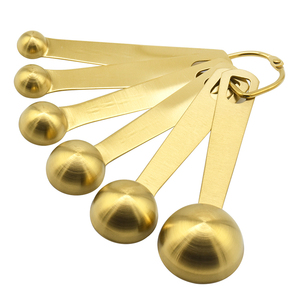 Muỗng Cà Phê Và Muỗng Canh Bộ 6 Muỗng Đo Vàng Bằng Thép Không Gỉ Có Móc Khóa - Product Image 2