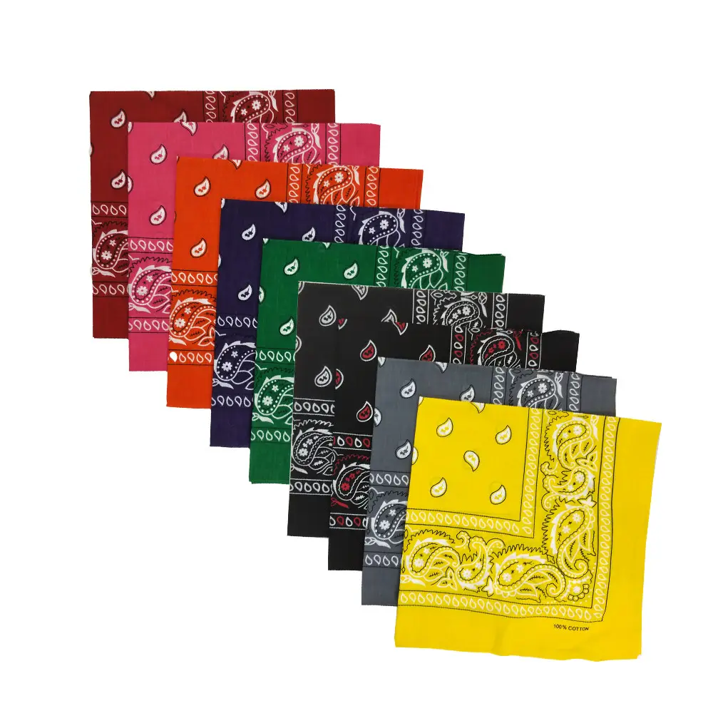 Großhandel Günstige Weiche 100% Baumwolle Banda nnas 70x70cm Königsblau Gold Orange Voll farbe HipHop Paisley Bandanas auf Lager