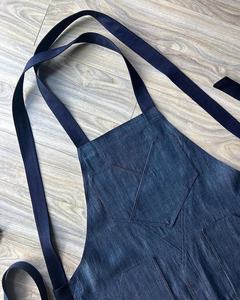Moda Denim cocina hornear Restaurante <span class=keywords><strong>Camarero</strong></span> <span class=keywords><strong>uniforme</strong></span> logotipo personalizado moda reutilizable Durable Denim babero herramienta delantal - Product Image 3