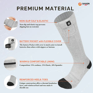 Chaussettes chauffantes électriques à batterie longue durée, épaisses, douces, respirantes, pour l'hiver, la <span class=keywords><strong>neige</strong></span>, l'extérieur, chauffage puissant - Product Image 2