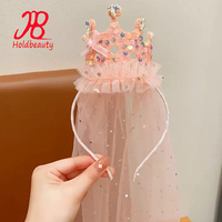 Accessoires de cheveux de fée faits à la main paillettes couronne habiller bandeaux couronne de voile de cheveux pour enfants fille