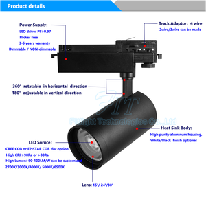 Thương Mại Trần Có Thể Điều Chỉnh Trong Nhà Đường Sắt Tại Chỗ Theo Dõi Đèn 15W 20W 30W 40W <span class=keywords><strong>LED</strong></span> Theo Dõi Ánh Sáng - Product Image 2