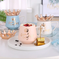 Nouvelle conception Tasse à café en porcelaine Couronne de la Régalité avec couvercle Logo personnalisé Cadeau pour maman