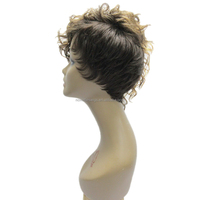 Nouveautés cheveux synthétiques lâche eau corps ondulé Jerry Curl Transparent mode frange Pixie Machine perruque pour les femmes noires