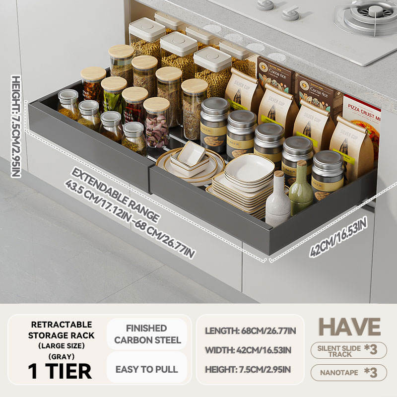 Gris * Grand plateau de rangement télescopique (43,5-68cm)