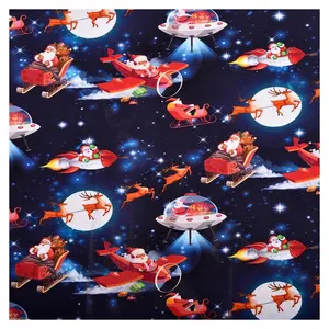 New Fashion Design Santa Claus Christmas Reindeer Digital Printed Spandex Cotton Jersey Fabric For Clothing