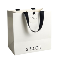 Sac de shopping Euro Tote en papier texturé blanc de luxe, sac en papier blanc personnalisé avec poignée