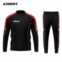 Aibort Pakaian Latihan Slim Fit Bernapas dan Menyerap Keringat, Setelan Olahraga Lari Luar Ruangan, Setelan Sepak Bola