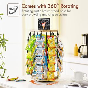 Wooden Display Clip Snack Organizer 360 Degree <b>Rotating</b> Base Candy Rack <b>Desk</b> Stand 5 Layers Modern Simple Design - Product Image 2
