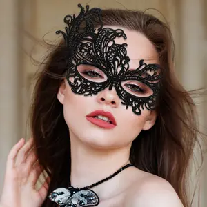 Dropshipping Wholesale Halloween Carnival female half face black lace masquerade sexy masks