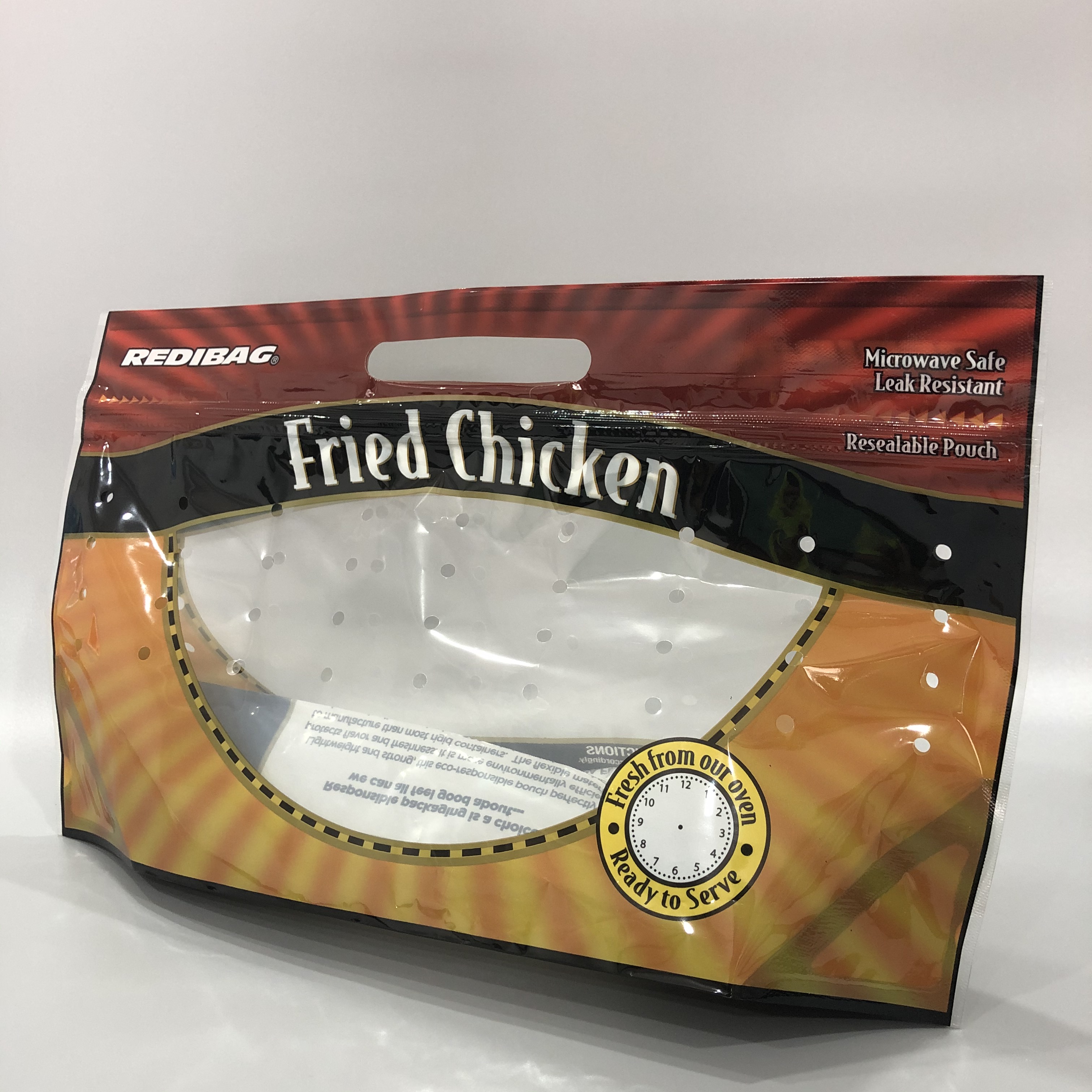 Slider Resealable Zipper, Doypack, Roast Chicken Stand Up Pouch With Vent Hole, Bottom Gusset Self Standing