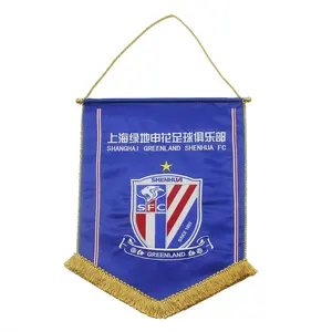 Pasokan Cina grosir Logo sublimasi cetak polos menggantung dinding kosong merah muda spanduk panji bendera dinding kustom bendera dipasang di dinding