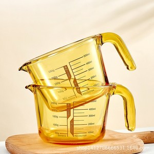 Tasses à mesurer en verre 250 ml 500 ml résistantes à la chaleur, outils de cuisine et de pâtisserie avec poignée, couleur ambre - Product Image 1