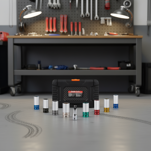 Set di chiavi a bussola profonde a 6 punti con attacco da 1/2 pollice, metriche e SAE, accessori per dadi ruota - Product Image 2