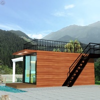 Petit chalet à conteneurs en bois Hébergement Chalet suisse avec salle de bain et terrasse sur le toit
