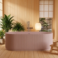 Baignoire autoportante minimaliste en surface solide mate, en résine de pierre, design italien, sans joint, étanche, pour projets d'appartements