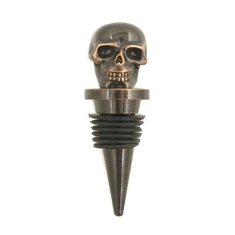 Único Halloween Souvenirs Presentes Rolha De Garrafa De Aço Inoxidável Reutilizável Gold Skull Wine Beverage Rolhas De Garrafa