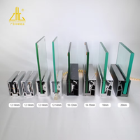 Profils de canal de sol en verre d'aluminium pour systèmes de garde-corps en verre sans cadre, supportant du verre trempé de 10 à 20 mm
