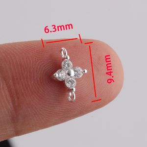 Charme tendance en or 14 carats plaqué zirconium, trèfle à quatre feuilles porte-bonheur, pendentif connecteur <span class=keywords><strong>pour</strong></span> la <span class=keywords><strong>fabrication</strong></span> de <span class=keywords><strong>bijoux</strong></span> DIY, bracelet, collier, boucles d'oreilles - Product Image 6
