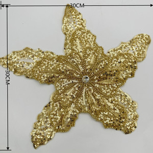 Hoa Lớn 3 Lớp Ren <span class=keywords><strong>Sequin</strong></span> <span class=keywords><strong>Studded</strong></span> 3D Hoa Vá DIY Quần Áo Trang Trí Đính Áo Len Phụ Kiện Áo - Product Image 6