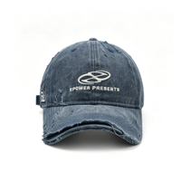 Casquette de baseball en jean vintage déchiré, unisexe, avec broderie de lettres, style urbain, casquette à visière, chapeau de soleil tendance