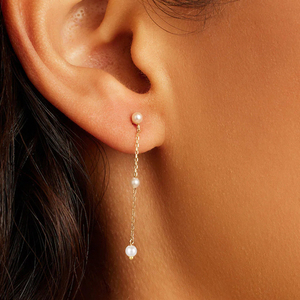 CANNER Nouvelles Boucles d'Oreilles Bijoux en Argent Sterling S925, Perles Longues à Pendentif, Chaîne, Boucles d'Oreilles Pendantes Minimalistes, Clous d'Oreilles Perles pour Femmes - Product Image 6