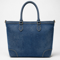 Sac à main en jean personnalisé pour femme, grande capacité, fourre-tout brodé avec logo parallèle, sac à bandoulière à poignée supérieure, vente en gros, directement de l'usine