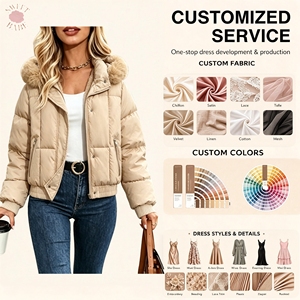 Blouson matelassé chic à capuche pour femme, fermeture éclair, poignets et ourlet élastiques, manches longues, décontracté, hiver, usage quotidien - Product Image 1