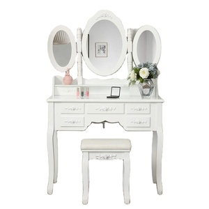 Camera da letto in legno massello comò Europa stile di <span class=keywords><strong>trucco</strong></span> bianco tavolo con sgabello - Product Image 1