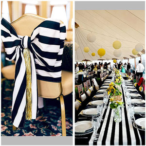 Mới nhất thiết kế satin 100% Polyester sang trọng sọc màu đen và trắng bảng Runner - Product Image 6