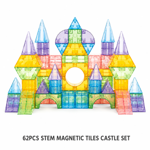 Jeu de construction de château <span class=keywords><strong>en</strong></span> tuiles magnétiques transparentes créatives EPT pour enfants, jouet éducatif STEM, puzzle d'apprentissage, blocs de construction - Product Image 1