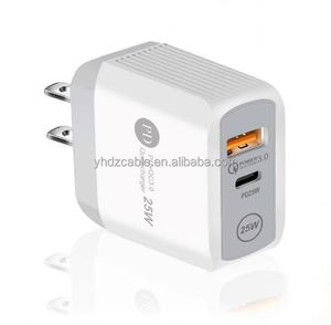 PD25W QC3.0 2-Port <b>USB</b>+<b>type</b> <b>c</b> Wall Charger <b>TYPE</b>-<b>C</b> <b>Adapter</b> with 3A Fast Charging for Mobile Phones Fast Travel Charger - Product Image 3