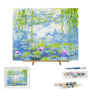 Landschaft Kleine frische Lotus Teich digitale Malerei nach Nummer DIY Acryl Landschaft Malerei Blumen kunst dekorative Malerei